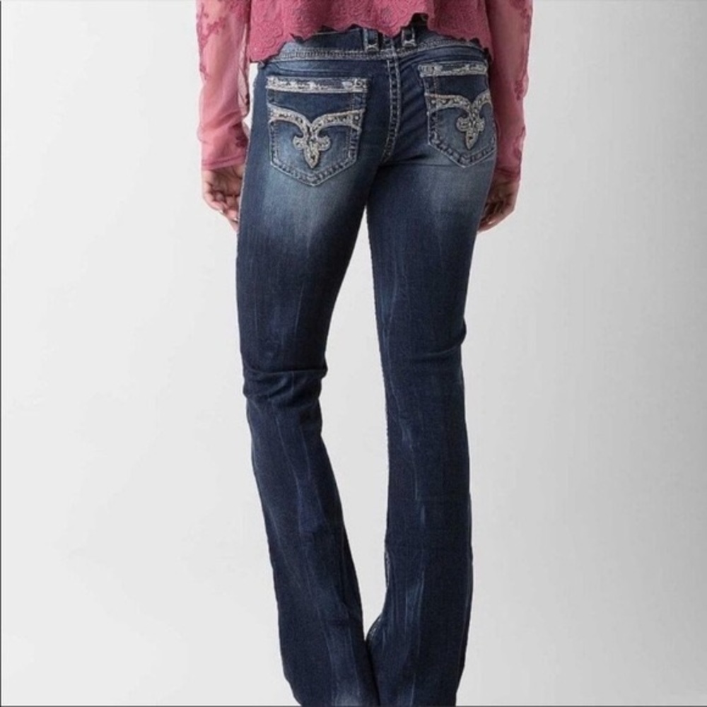 Rock Revival Loreen Women's Size 28 Mid Rise Bootcut Jeans - Dark Wash